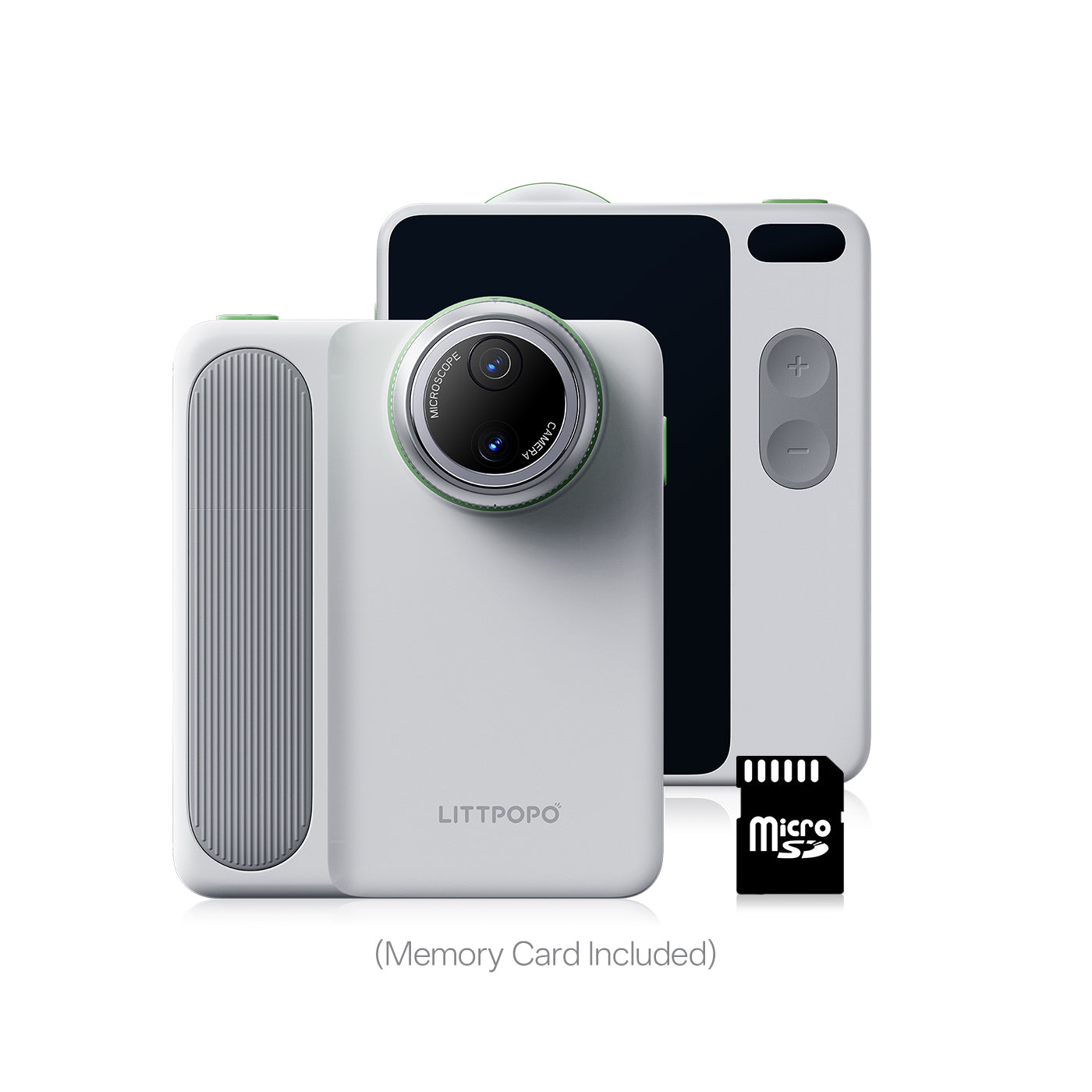 Littpopo microscope camera device with microSD card on a white background