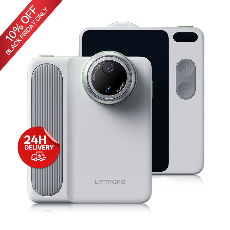 LITTPOPO camera device with promotional text on a white background