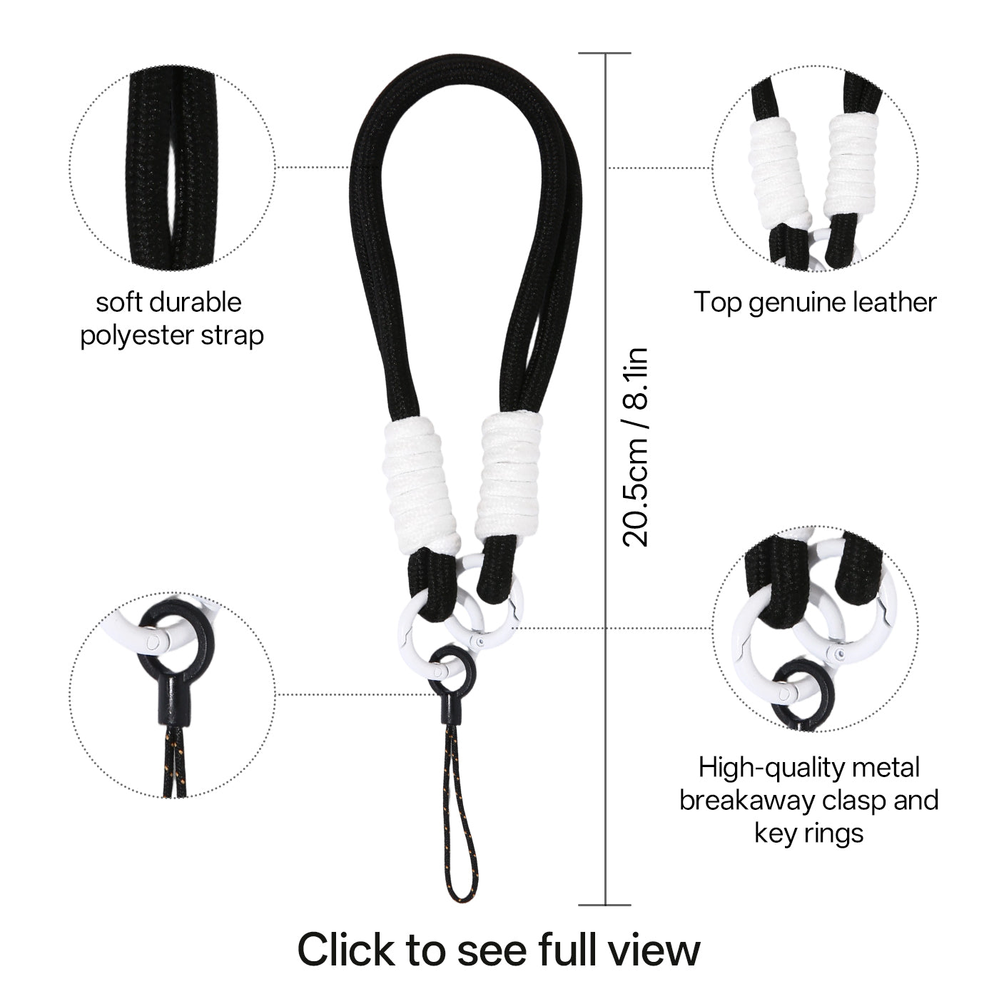 Lanyard with features highlighted on a white background